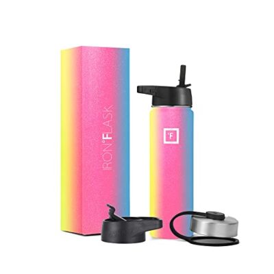Iron Flask Sports Water Bottle 14Oz 3 Lids Double Walled Thermo Stainless Steel