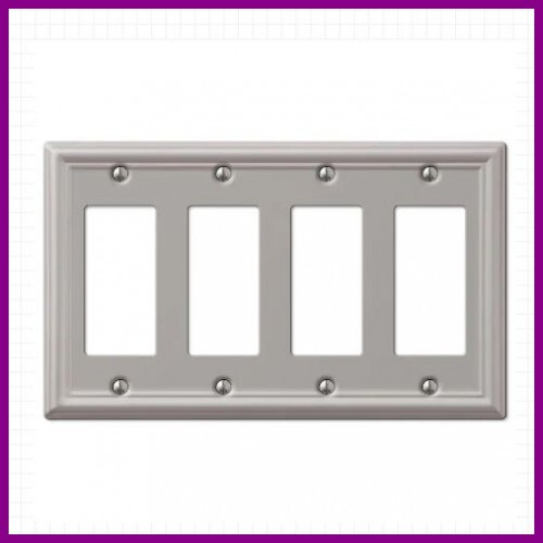 Brushed Nickel | Ascher 4 Gang Rocker Steel Wall Plate