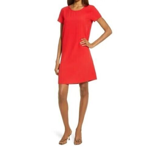 CHELSEA28 Красное коралловое платье из эластичного крепа LBD с короткими рукавами S = 4/6 Nordstrom
