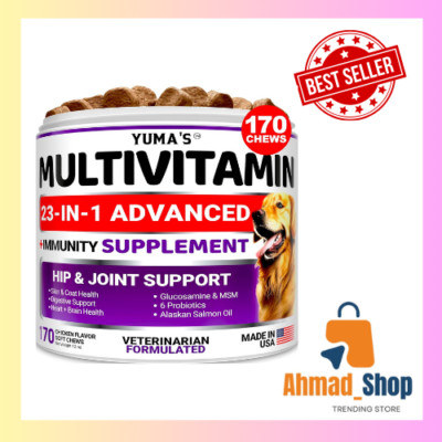 Dog Multivitamin Chewable with Glucosamine Dog Vitamins 170 Treats Codfish