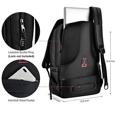 Deluxe Black Water Resistant Laptop Backpack 17 Inch Travel Gear Bag Business