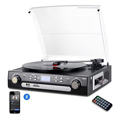 DIGITNOW Bluetooth Record Player with Stereo Speakers Turntable for Vinyl to ...