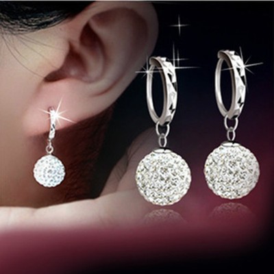 NEU 925 Silber Shamballa Strass Ohrringe Ohrschmuck Kristall Ohrhänger Geschenk