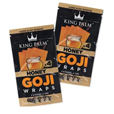 King Palm | Goji Berry Wraps & Tips | 4 Wraps + 4 Tips | 2 Pouches | Honey