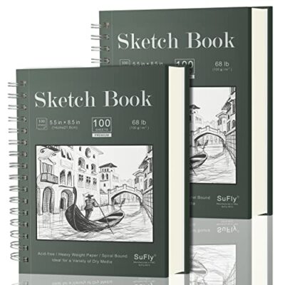 5.5 X 8.5 Spiral Sketchbook 2 Pack 200 Sheets Acid Free