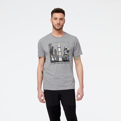 

New Balance Mens United Airlines NYC Half City Line Graphic Short Sleeve Grey