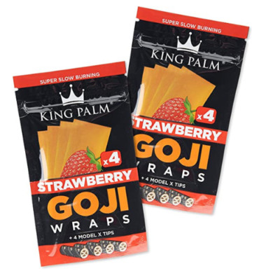 King Palm | Goji Berry Wraps & Tips | 4 Wraps + 4 Tips | 2 Pouches | Strawberry