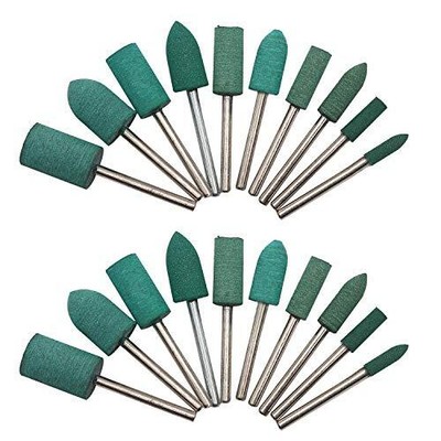 HEYMOUS Rubber Polishing Bits Polishing Drill Bit Green Buffer Abrasive Bits ...