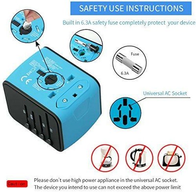 Universal Travel Adapter, All-in-one Worldwide Travel Charger with 4 USB Ports