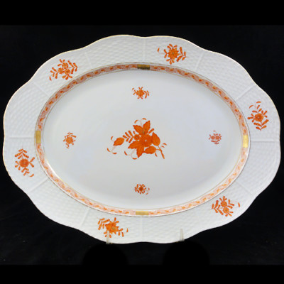 CHINESE BOUQUET RUST by Herend Oval Platter 14.25'' NEW NEVER USED made Hungary 