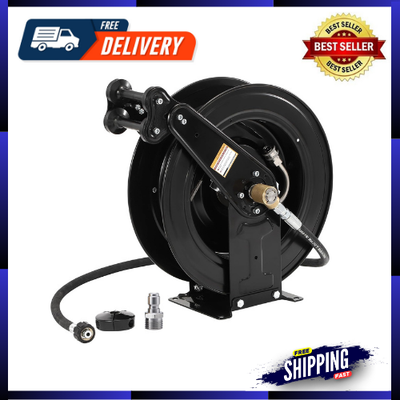 High Pressure Washer Hose Reel For Water/Air/Oil 3/8 X 50 FT Steel Dctable
