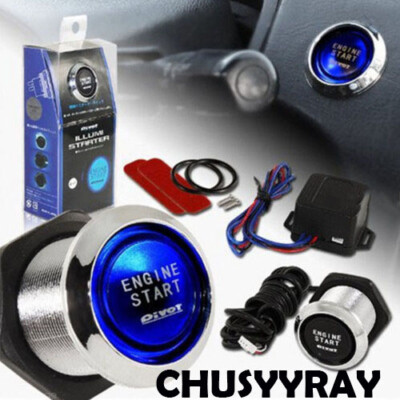 Universal DIY Car Blue LED Engine Start Push Button Switch Ignition Starter Kits