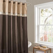 Lush Decor Terra Color Block Shower Curtain Fabric Striped ...