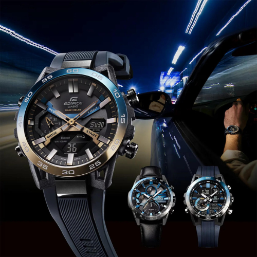 Pre-owned Casio Edifice Ecb-2000np-1adf Nighttime Drive Series Sospensione Watch