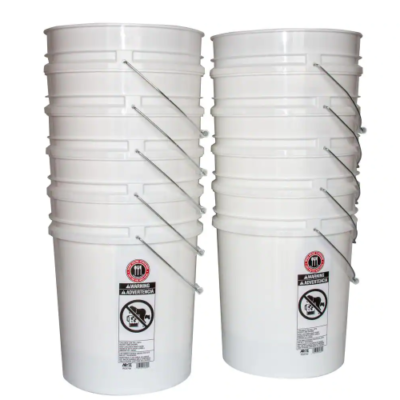 5 Gallon Plastic Bucket Heavy Duty White Paint Pail Storage