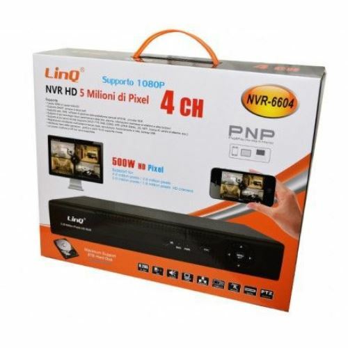 Nvr 4 Ch Canali Rec & Live Full Hd 1080p Wifi H.264 H.265 P2p Linq Nvr-6604