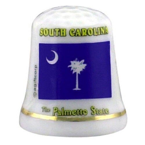South Carolina State Flag Pearl Souvenir Collectible Thimble agc