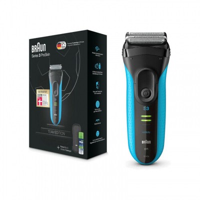BRAUN SERIES 3 3040S BLACK/BLUE HERRENRASIERER + REISEETUI + RASIERSCHAUM