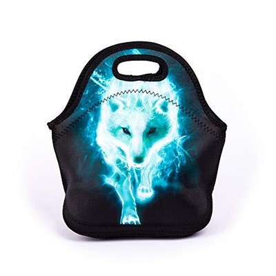 Blue Walking Wolf Lunch Bags For Women Kids Girls Te...