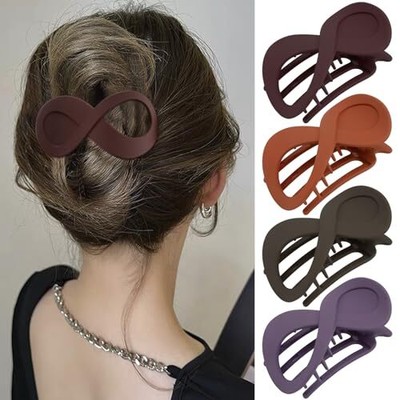  4Pcs French Concord Hair Clips Matte Flat Hair Orange, Purple, Wine Red, Brown