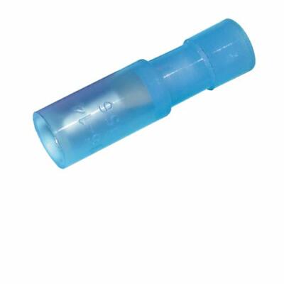 Female Bullet Connectors See-Thru Nylon Insulated .156  16-14 AWG (Blue) - 100PK