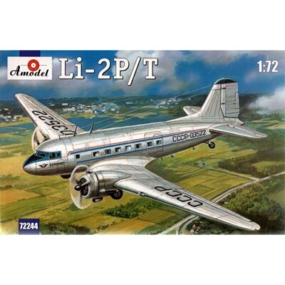 Amodel 72244 Scale model kit 1:72 Lisunov Li-2P/T Soviet passenger aircraft