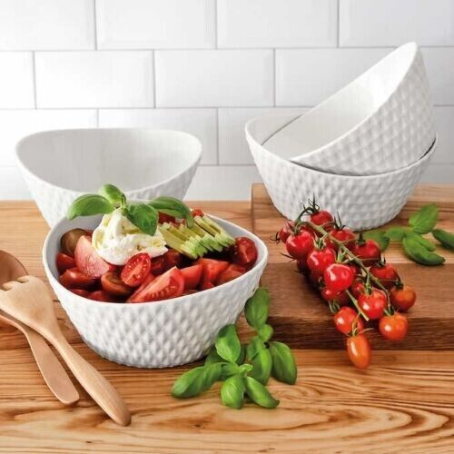 Overandback What A Dish 4-piece Serving Bowl Set Stoneware Plates Microwave Safe