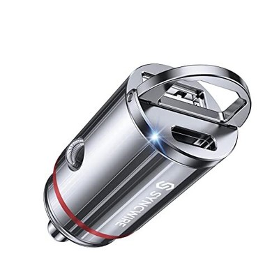 USB C Car Charger Syncwire 60W [PD 30W & QC 30W] USB Car Charger Adapter Fast