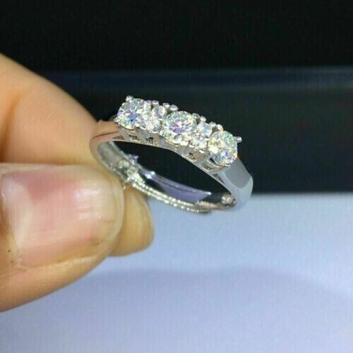 Wedding Eternity Band Ring 14k White Gold Plated Round Cut Simulated Diamond 3Ct