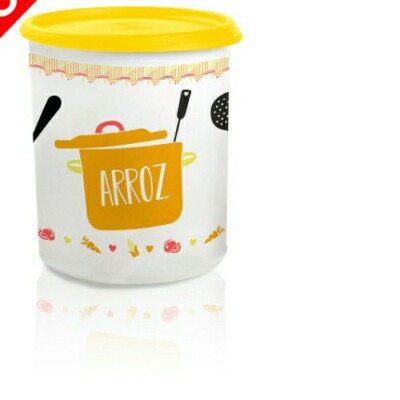 Tupperware One Touch Canisters  ''ARROZ'' Spanish 12c. Yellow Color New