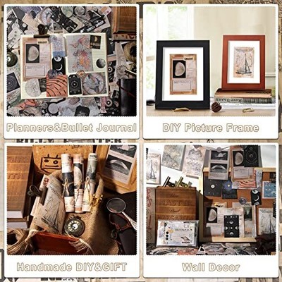 200 Pcs Vintage Junk Journal Supplies Scrapbooking Kit for Art Collage Album