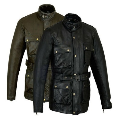 Australian Biker Gang Herren Motorrad Vintage Gealterte Optik Leder Jacke