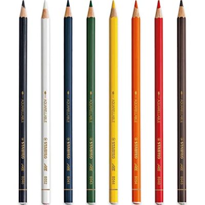All Watercolour Effect Pencil - Assorted Pack of 8 Pencils - Black White Blue...