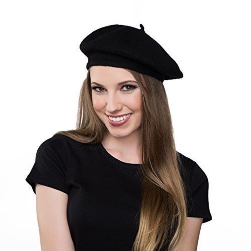 Nordstrom Black wool Women\'s  Classic Preppy Beret Hat OS Nordstrom Rack Womens Beret Hat Classic Felted Wool Blend  main image 3