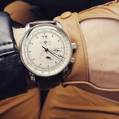 Pre-owned Zeppelin Special Edition 100 Years 100th Anniversary Quartz Dual Time 7640-1n Jp