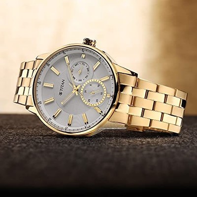 Pre-owned Titan Analog White Dial Men's Watch-np9441ym01/np9441ym01