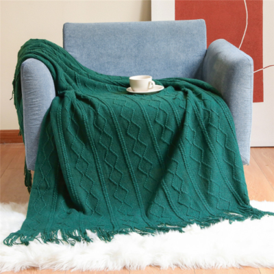 Nordic Knit Plaid Blanket Super Soft Blankets With Tassel Bed Sofa