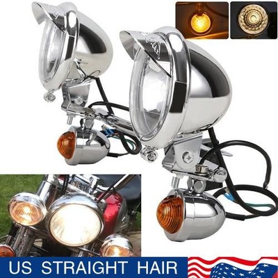 Motorcycle Driving Spot Fog Light Bar W  Bracket Turn Signal For Harley Kawasaki
