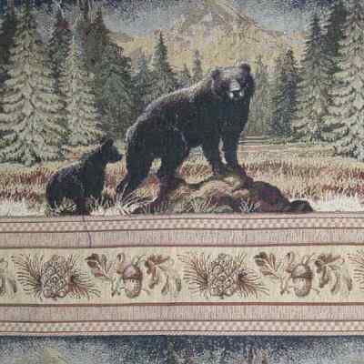 UPHOLSTERY FABRIC BEN SAND LODGE CABIN RUSTIC FISH BEAR MOOSE TREES 