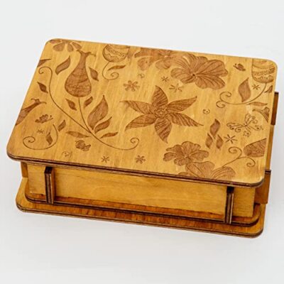 Botanical Box Brainteaser Wooden Puzzle Gift Box Secret Compartment Brain Game