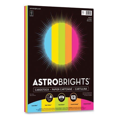 Astrobrights Color Cardstock, 65 lb Cover Weight, 8.5 x 11, Assorted Bright