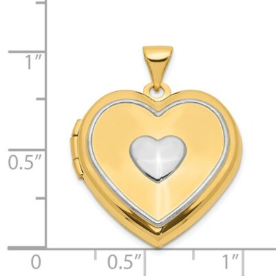 Pre-owned Wishing For Claudia 14k Gold Two-tone Heart Locket With Key Charm Inside Pendant - 1 Inch Length