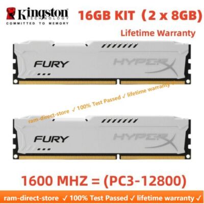 KINGSTON HyperX FURY DDR3 16GB 2x 8GB 1600 MHz PC3-12800 Desktop RAM Memory DIMM