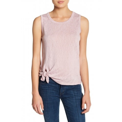 Bobeau 150939 Women's Tie Front Tank Mauve Lavender Scoop Neck Sz. Large Petite