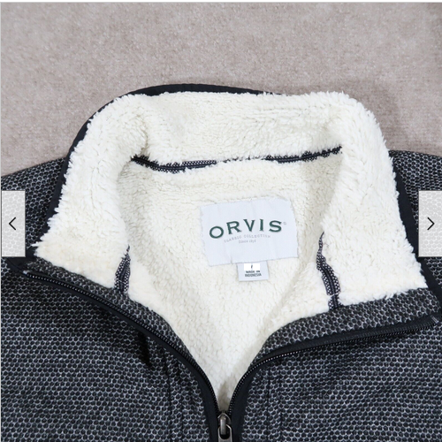 ORVIS MEN'S 1/4 ZIP PULLOVER SHERPA LINED WARMER PCKT SWEATER (GRAY, Medium) NWT