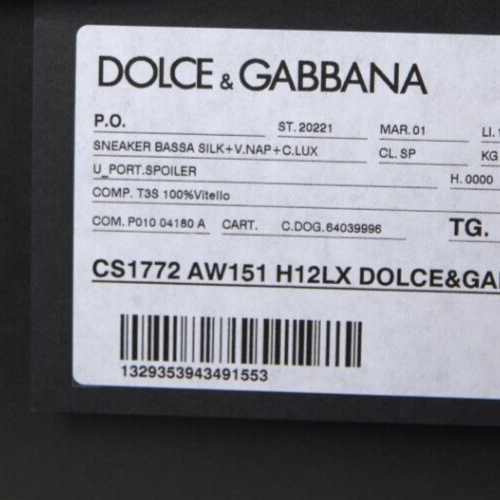 Pre-owned Dolce & Gabbana Shoes Silver Portofino Calf Leather Sneakers Mens Eu40 / Us7
