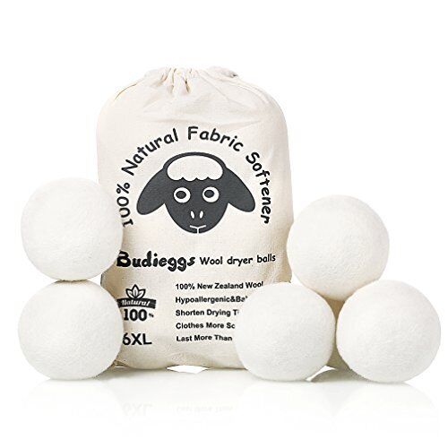 Budieggs Wool Dryer Balls Organic XL 6-Pack 100% New Zealand Chemical Free