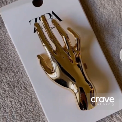 ZARA Golden Hand Brooch 1856 375 ALL SIZES