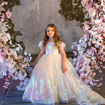 Children Girls Dress Children Pageant Feather Ball Gown Kid Girl