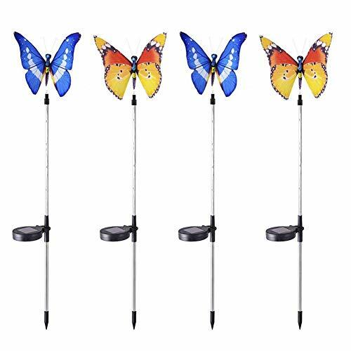 KANYEE 4 PCS Solar Powered Simulation Butterfly Colored Fiber 4 Pcs
